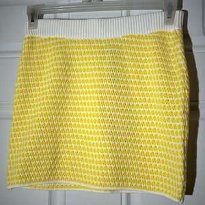 NWT Alani Noelle Yellow/White Knit Mini Skirt, Size Small